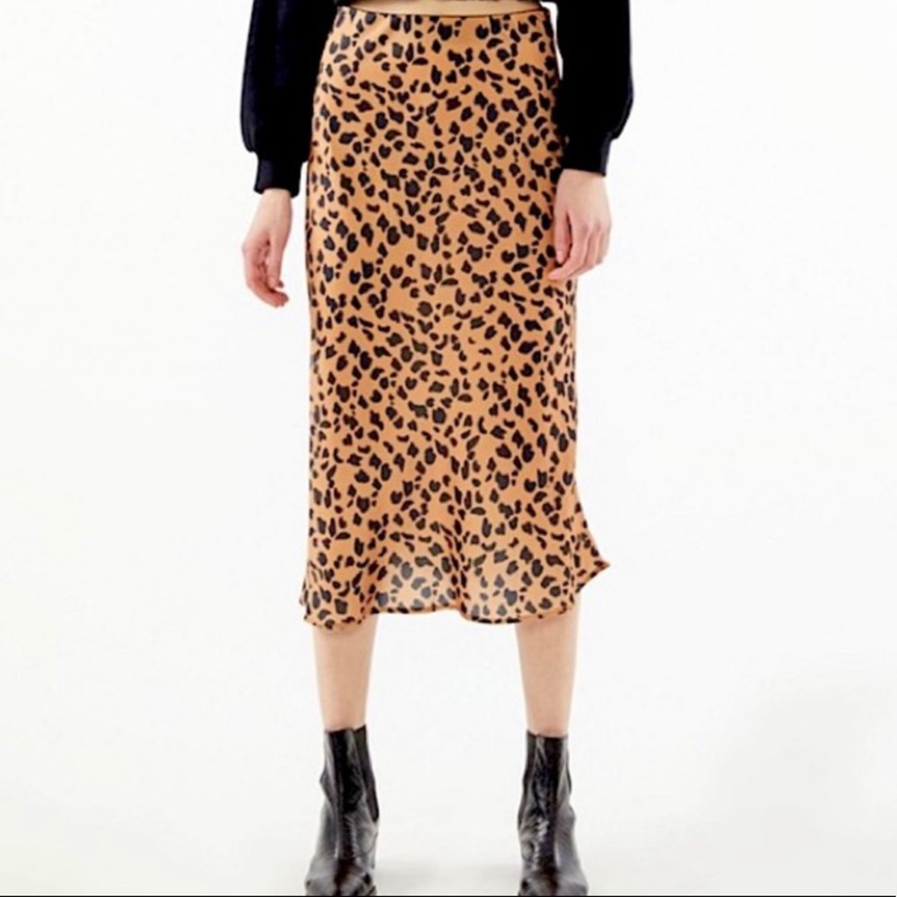 Urban Outfitters cheetah satin midi skirt